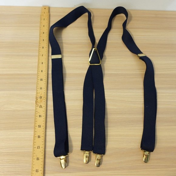 Cas Germany Suspender Mens Blue Dark Clip On X Back Adjustable‎ Strap Stretch - Picture 6 of 7